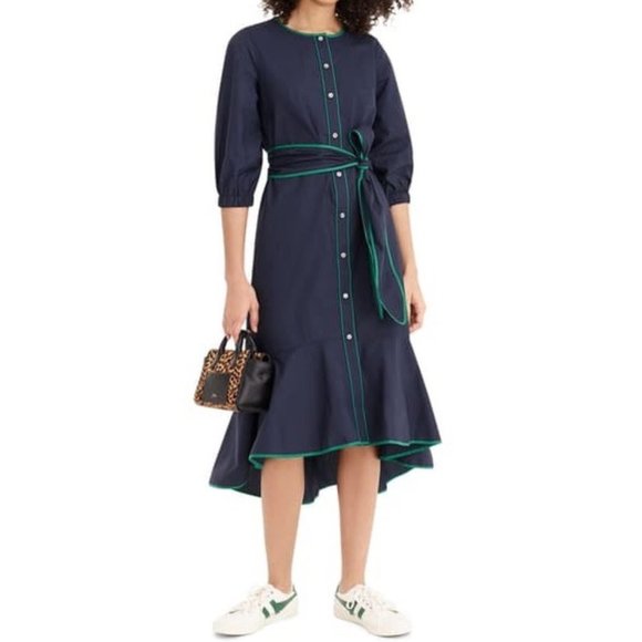 J. Crew Dresses & Skirts - J.CREW New Cotton Poplin Dress ShirtDress Button Up Nautical Blue 10, 12